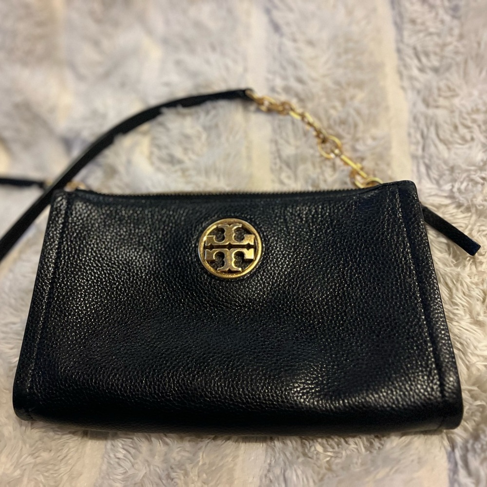 Black Soft Pebbled Crossbody Bag by Tory Burch